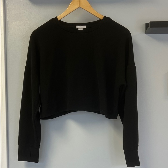 Tops - Black Women's Cropped Sweatshirt